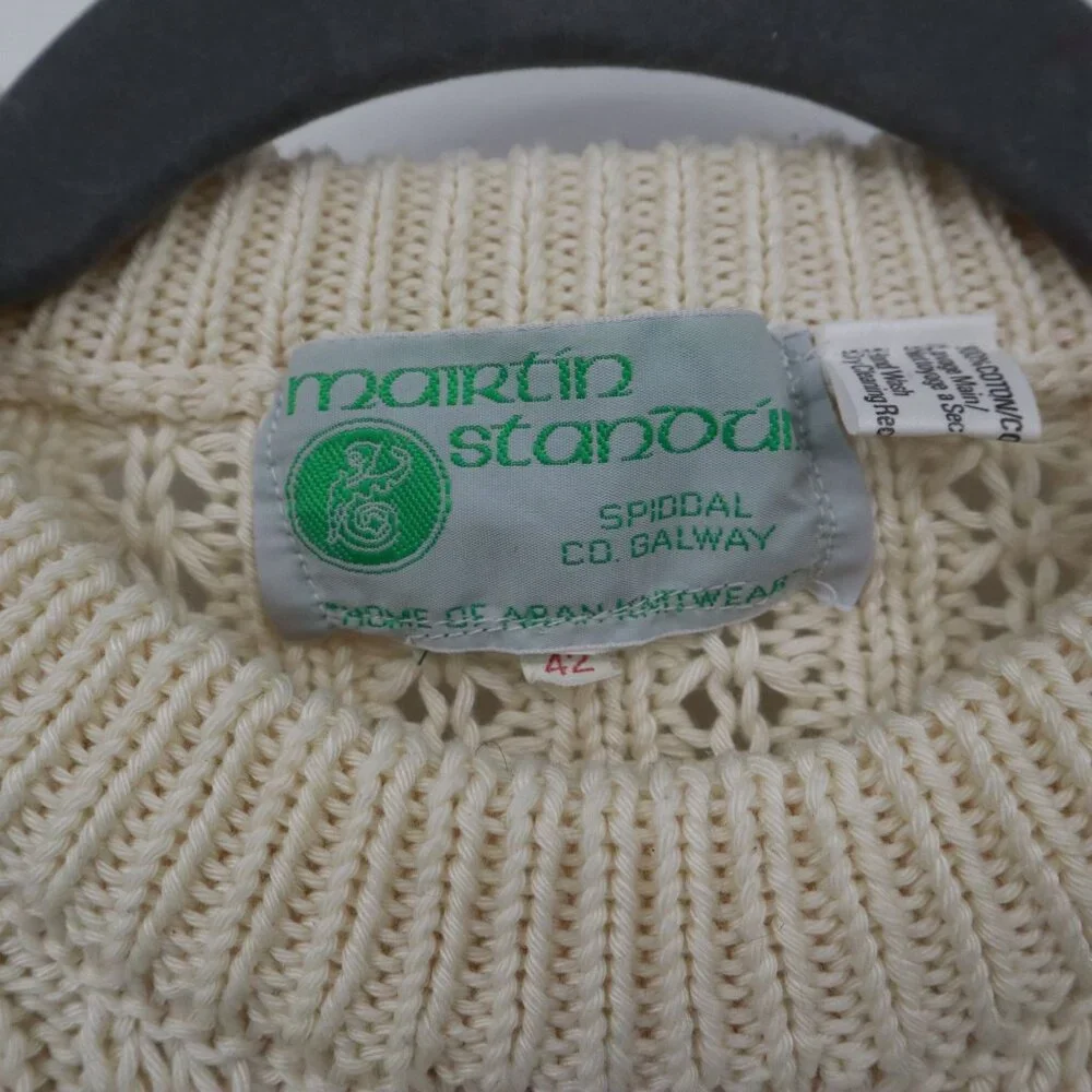 Mairtin Standun Cable Knit Sweater Unisex L Cream Fisherman Scandinavian Rustic‎